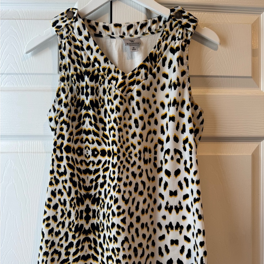 Worthington Black and Yellow Animal Print Top